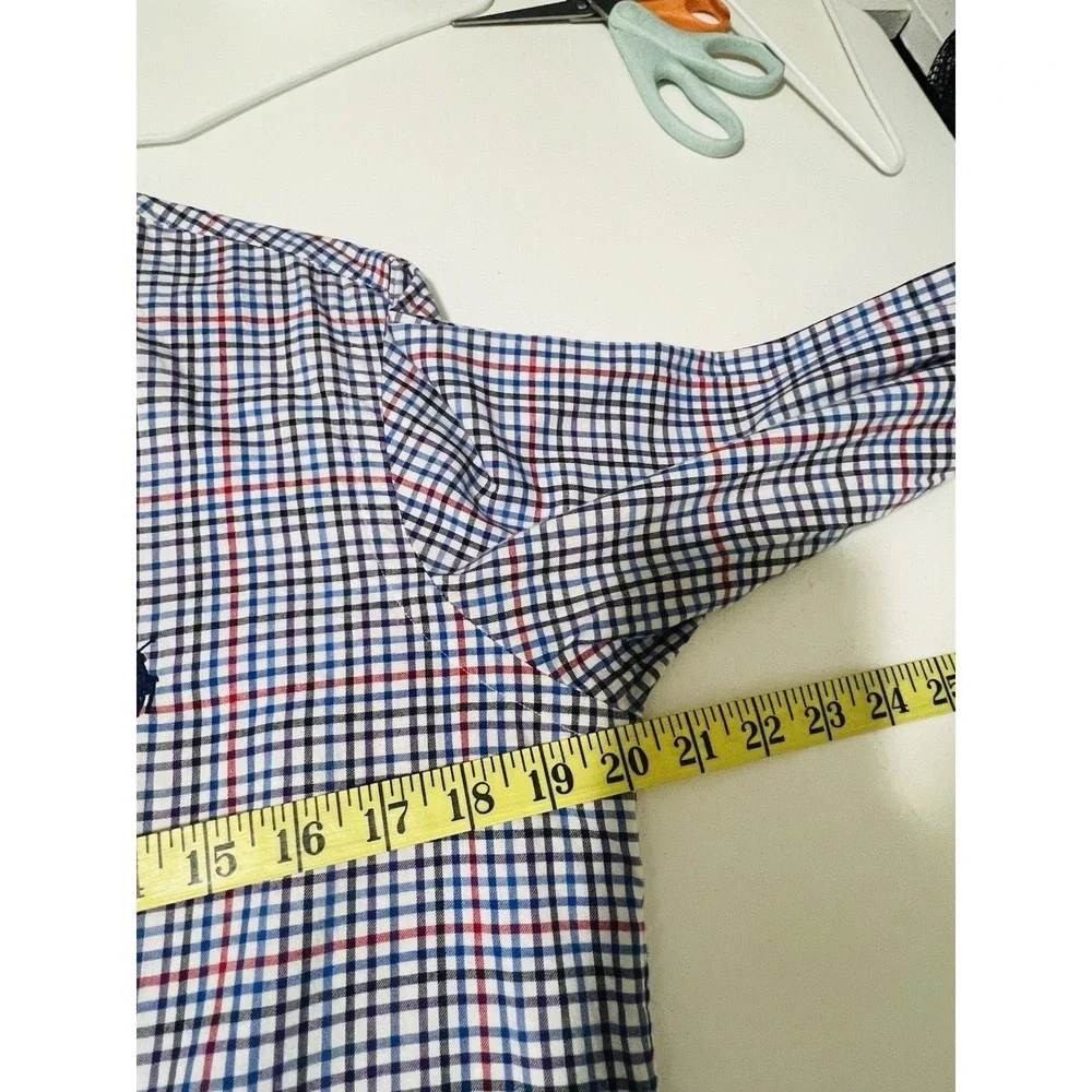 Polo Ralph Lauren Mens Size S Cotton Gingham Check Black/ Blue/ Red Dress Shirt
